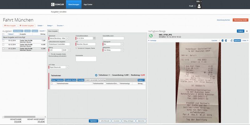 Reisedaten und -belege einfach erfassen und mit der Cloud-Lösung Expense Express von Concur kostengünstig verwalten.