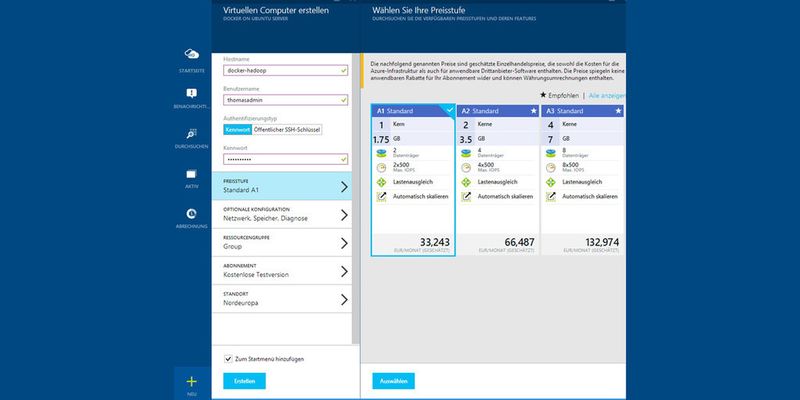 Wer Docker testen will, kann auch auf eine virtuelle Ubuntu-VM in Microsoft Azure setzen.