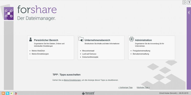 Der Cloud-Speicher „forshare“ von Forcont Business Technology ist in drei Ablageebenen unterteilt und bietet Teams sicheren Zugriff von verschiedensten Endgeräten.
