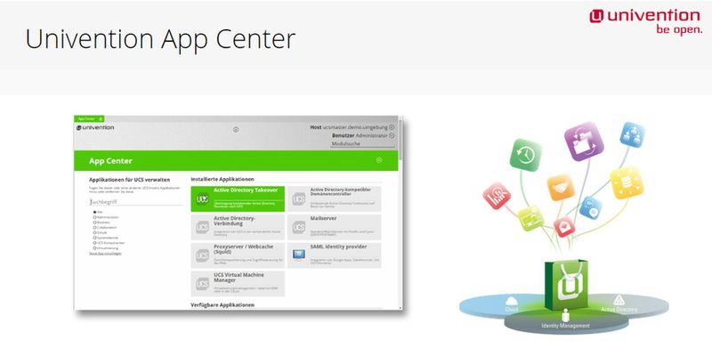 Nutzer des Univention Corporate Server installieren per Mausklick im App Center Softwarelösungen Dritter.