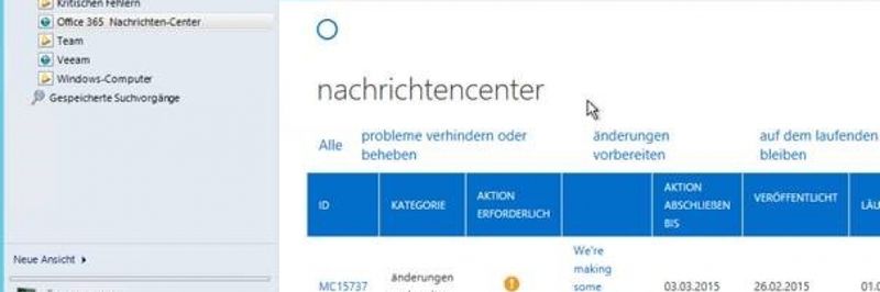Das Office 365 Nachrichtencenter nutzen