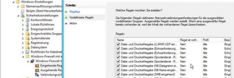 Auf den Clientrechnern überprüfen Sie die Umsetzung der Gruppenrichtlinien für die Firewall-Einstellungen