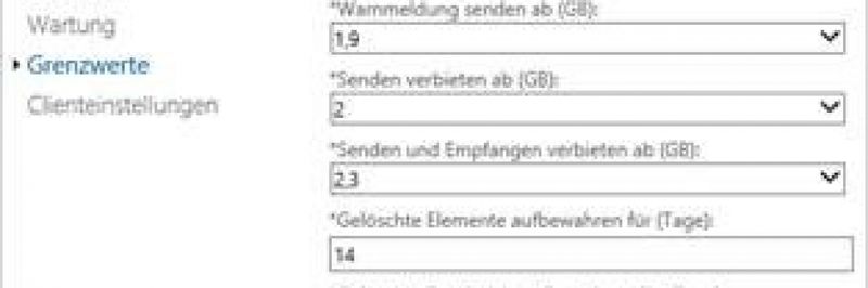 Konfiguration des Grenzwerts für das Löschen von Postfächern