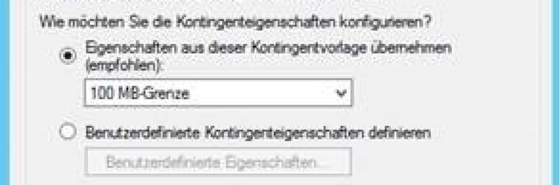 Erstellen eines neuen Kontingents