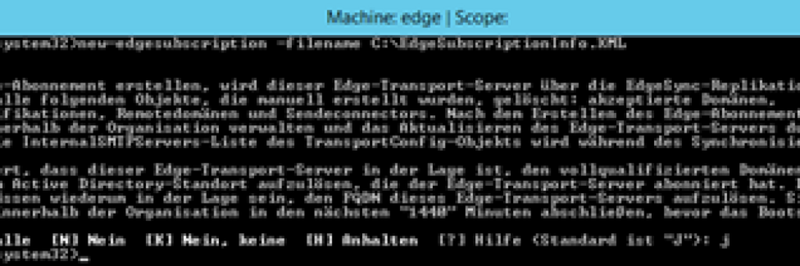 In der Exchange Management Shell des Edge Transport Servers erstellen Sie eine Abonnement-Datei