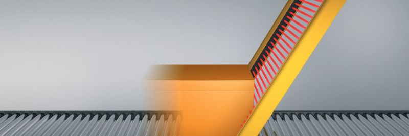 Mit einem geneigt montierten Opensafety-Lichtgitter entfallen zusätzliche Sensoren und sichere I/Os. Das Lichtgitter wird direkt an das Industrial-Ethernet-Netzwerk angeschlossen.