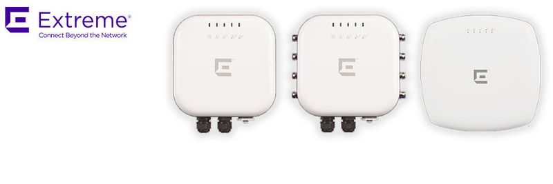 Extreme Networks liefert APs für drinnen und draußen: Links das Indoor-Modell AP3935, rechts daneben die Outdoor-Variante AP3965 mit beziehungsweise ohne Anschlüsse für externe Antennen.