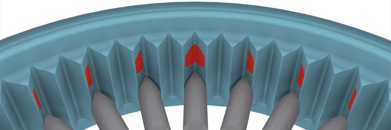 Abkehr vom Zahnrad: Die neue Getriebekinematik von Wittenstein weist etwa 6,5 mal mehr tragende Zahnfläche auf als vergleichbare, schrägverzahnte Planetengetriebe. Hieraus resultieren zu einem erheblichen Maße u. a. die bis zu 170%-ige Leistungssteigerung bei der Drehmomentwandlung.