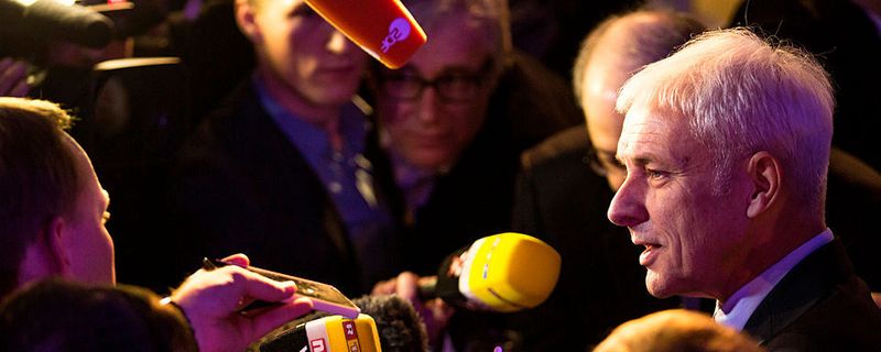 Matthias Müller, Vorstandsvorsitzender der Volkswagen AG, beantwortete auf der Detroit Motor Show 2016 die Fragen der Journalisten. Kernthema: Die Diesel-Affäre, die dem Image des Diesels vor allem in den USA geschadet hat.