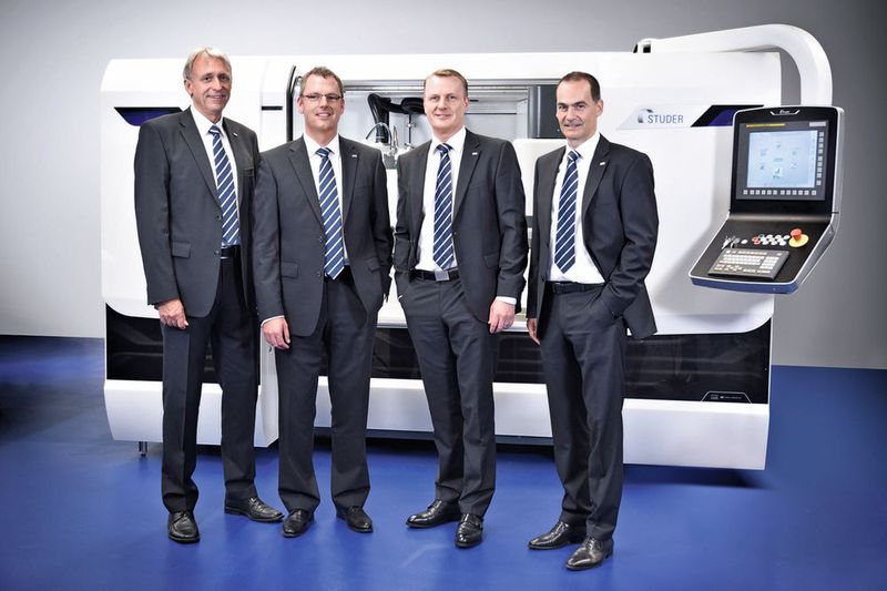 Die Geschäftsleitung Studer und teilweise Schaudt Mikrosa (v.l.): Fred Gaegauf, Dr. Gereon Heinemann, Gerd König und Jens Bleher.