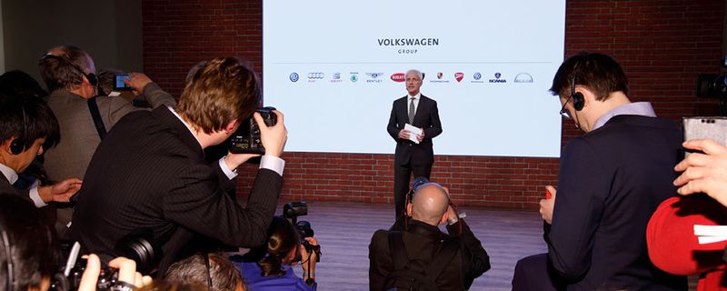 Matthias Müller, Vorstandsvorsitzender des Volkswagen Konzerns, gab beim Konzernabend in Genf einen Ausblick auf den künftigen Weg der Marke.