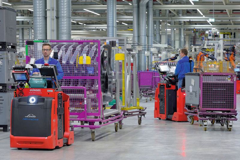 Der Einsatzort der Flurförderzeuge im Projektzeitraum war die Teileversorgung für den Karosseriebau der BMW-i-Fahrzeuge in Leipzig.