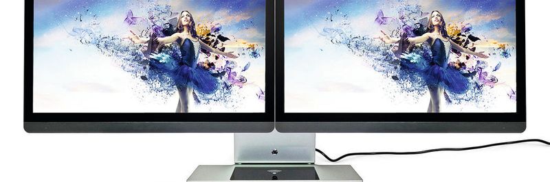 Der modulare All-in-One-PC Modinice kann mit einem oder zwei Displays ausgestattet werden. Der Rechner steckt im Gehäusefuß.