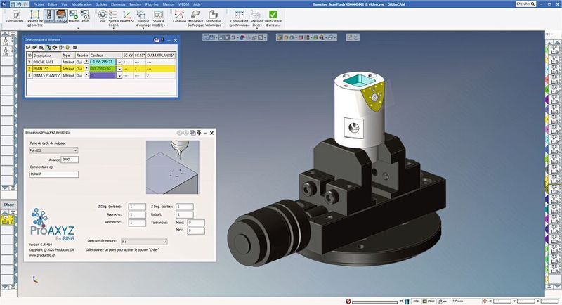 Im CAD/CAM integriert: 3D-Modell mit FAQ zum Programmieren von Messzyklen.  (Productec)