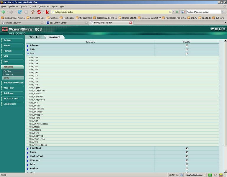 Die Grayware-Rubrik bietet Schutz gegen Dialler, Hijacker, Keylogger und ähnliches (Archiv: Vogel Business Media)