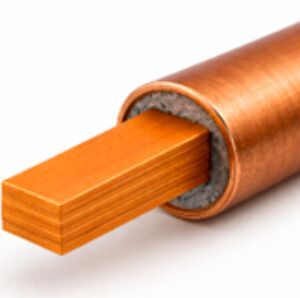 Abbildung 3: Visualisierung eines Verbundleiters „ICE Wire“, mit HTS Bandleitern, Lot und Kupfer.(Bild:  Vision Electric Super Conductors GmbH)