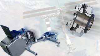 Die internationale Raumstation ISS ist eines der größten Technologieprojekte der Neuzeit. Um Muskelrückbildung zu vermeinden, trainieren die Astronauten auf der ISS täglich auf einem speziellen Trainingsgerät - eine Sicherheitskupplungen von R+W dient als Schutzfunktion.  (R+W)