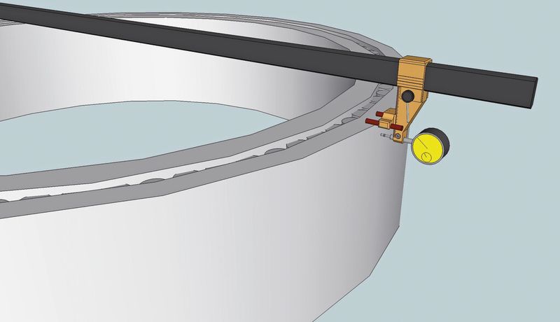 Bild 4: Zum Messen muss der Carbonstab nur auf das Bauteil gelegt und der Durchmesser anhand der Messuhr ermittelt werden. Der gesamte Vorgang dauert je nach Größe 2 bis 5 min. (Bild: Easy-Metric)