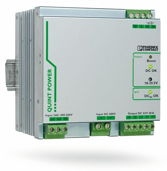 Bild 4: Die Quint-Power-Stromversorgung für den Parallelbetrieb am zweiphasigen Wechselstromnetz und an einem Gleichstrom-Zwischenkreis. (Bild: Phoenix Contact)