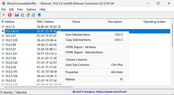 Wohisconnected von Nirsoft ermöglicht schnelle Netzwerkscans. (Bild: Joos)