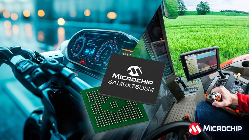 Microchip's new hybrid MCU system-in-package SAM9X75 enables MPU computing power with the familiar development environment of MCU-based designs,(Image: Microchip)