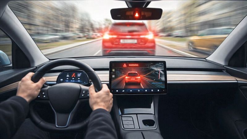 Das Symbolbild stellt die Situation etwas übertrieben dar – aber eine gewisse Irritation kann das Bremsverhalten mancher Elektroautos beim Fahrer schon auslösen.(Bild:  KI-generiert)