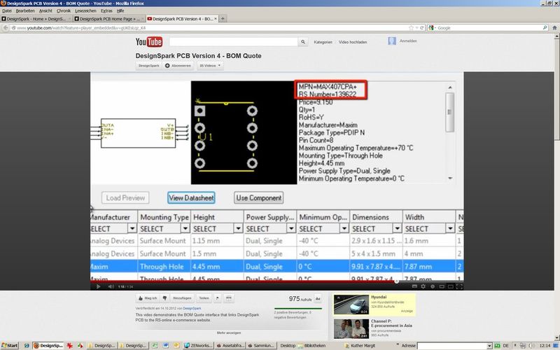 DesignSpark PCB Version 4 - BOM Quote (Bild: RS Components)