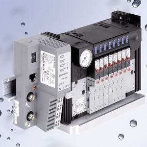 Automationssystem Typ 8644 mit Prozesssicherheitsmerkmalen wie im Abluftkanal integrierten Rückschlagventilen und HotSwap-Funktion zum Ventiltausch bei laufendem System 