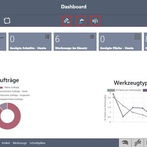 Blick auf das übersichtlich designte Dashboard der neuen Sägesteuerung von Kasto.(Bild:  Kasto)