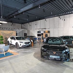 Innen dominiert im Cupra- und Seat-Bereich die Beton-Optik.(Bild:  Scherer-Gruppe)