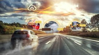 Der E-Horizon von Continental tauscht Informationen zu Straßenverhältnissen, Verkehrssituationen und Hinternissen aus. (Bild: Continental)