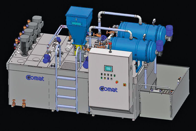 Centrale de superfiltration COMAT modèle 2F25 d’un débit de filtration de 500 à 600 litres/minute. (Comat)