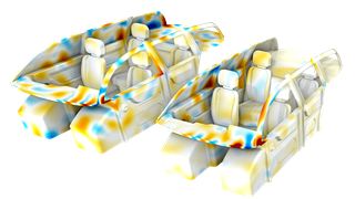 Akustiksimulationen in Innenräumen, wie die hier gezeigte Simulation einer Fahrzeugkabine, profitieren von der GPU-Beschleunigung durch Nvidia in Version 6.4. Dadurch sind schnellere und skalierbarere Analysen möglich. (Bild: Comsol)