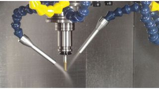 Sollte in Primärfunktion ATS zur Prozesskühlung in speziellen Anwendungen nicht ausreichen, kommt die neue Kühlschmiertechnologie Cryolub zum Einsatz. Mit ihr lässt sich bei Bedarf die Zerspanungs-Kontaktzone auf bis zu –50 °C abkühlen. (Bild: Rother Technologie GmbH & Co. KG)
