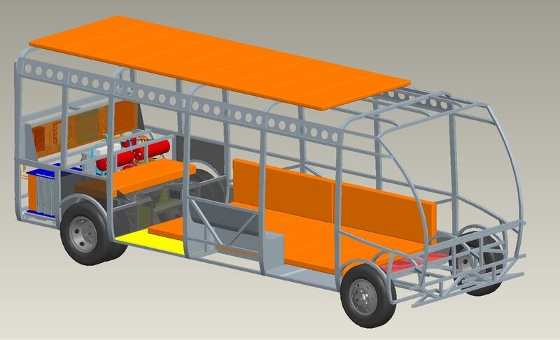 Die modularen Batterien (orange) lassen sich einfach in die Freiräume der Fahrzeugstruktur integrieren. (Bild: KIT)
