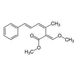  Strobilurine (1996)

Strobilurine sind eine Klasse von Naturstoffen und ihren synthetischen Abkömmlingen (Analoga). Ihr Name ist von den Pilzen der Gattung Strobilurus (Zapfenrüblinge) abgeleitet. Synthetisch hergestellte Strobilurine haben als   Fungizidwirkstoffe im  Pflanzenschutz  große Bedeutung erlangt.
 (Archiv: Vogel Business Media)