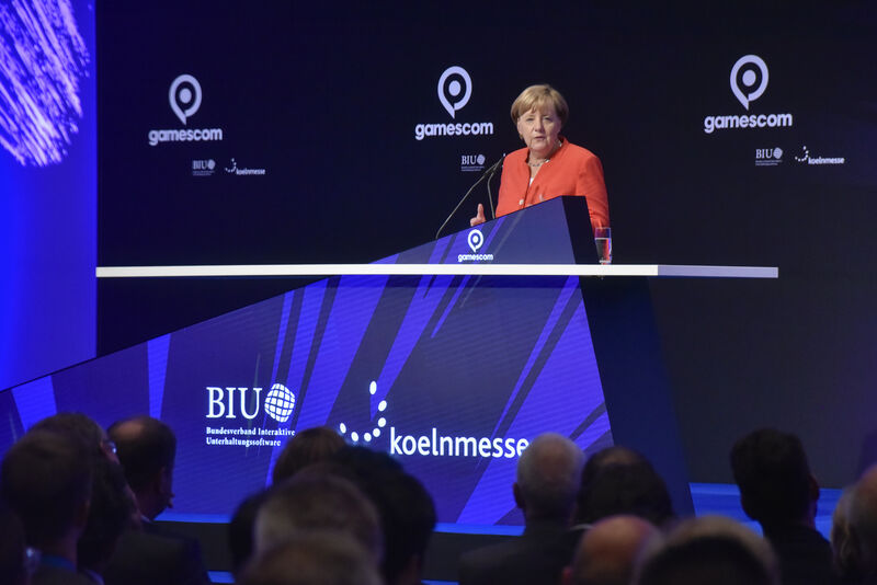 Eröffungsrede der Bundeskanzlerin Angela Merkel zur Gamescom 2017  (Bild: Koelnmesse GmbH / Thomas Klerx)