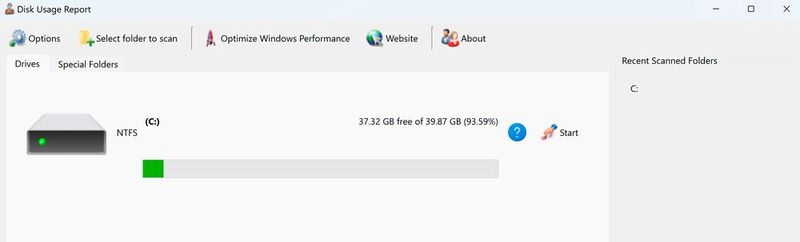 Auswählen des Laufwerks, der Partition oder des Verzeichnisses, das Folder Size Analyzer untersuchen soll. (Bild: Joos - TweakNow)