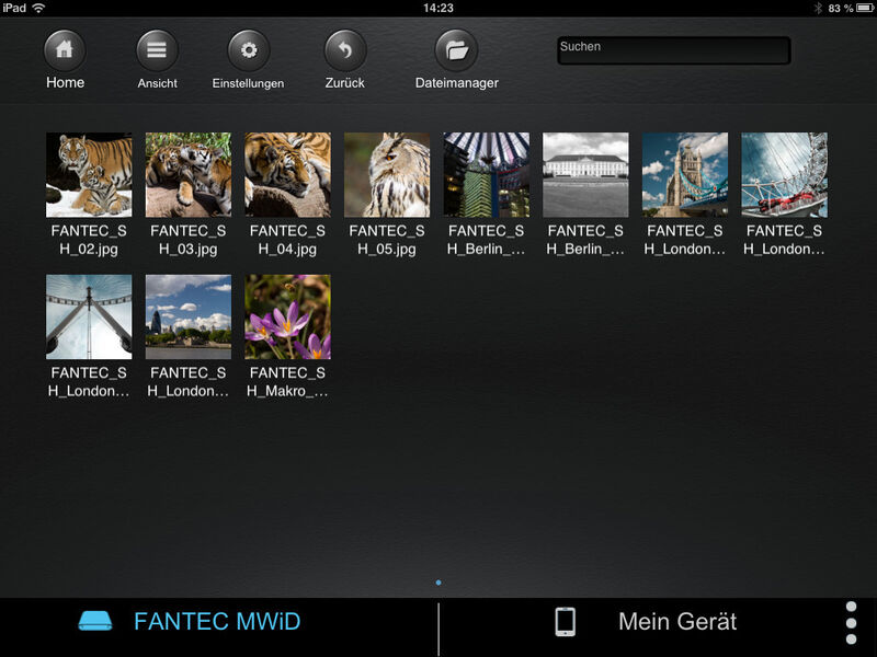 Auf beispielsweise dem iPad können die Inhalte der Festplatte gezeigt werden. (Bild: Fantec)