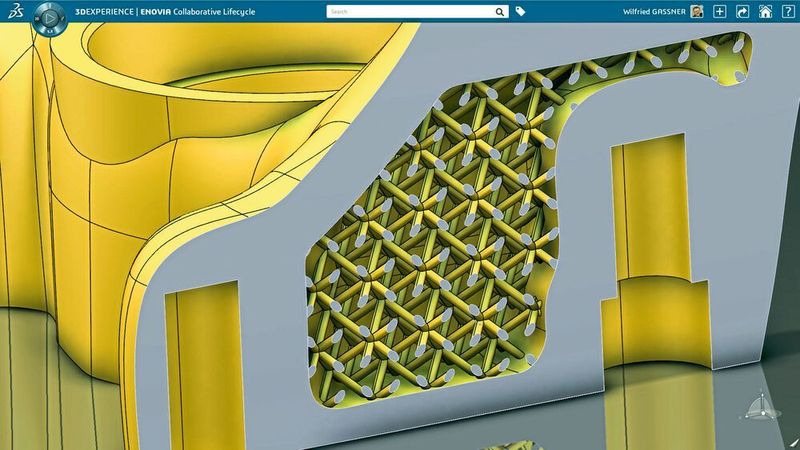 Mithilfe der additiven Fertigung und der entsprechenden Software lassen sich jetzt auch hochkomplexe Geometrien realisieren, die sich an der Natur orientieren, zum Beispiel solche Gitterstrukturen. (Dassault Systemés)