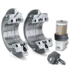 Schaeffler bietet seine FAG-Flanschlager-Gehäuseeinheiten FERS (links) und FERB (rechts) nun mit Service-Paket für Elektromotoren: Condition-Monitoring-System, Smart Check und Schmierstoffgeber Concept 2.