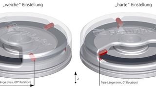Je nach Winkellage der Anbindungen zueinander in Richtung der Achse der Kreisringscheibe verändert sich die Steifigkeit.  (Bild: Fraunhofer LBF)