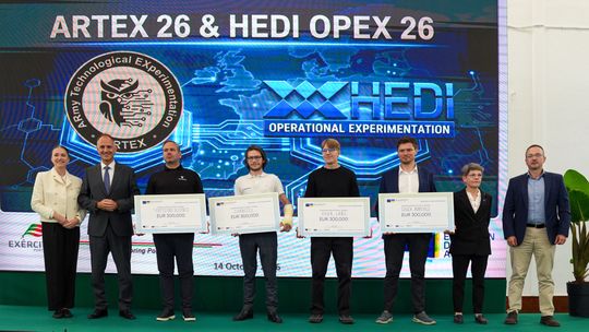 Representatives of the four BraveTech EU companies at the award ceremony.(Source:  European Defence Agency)