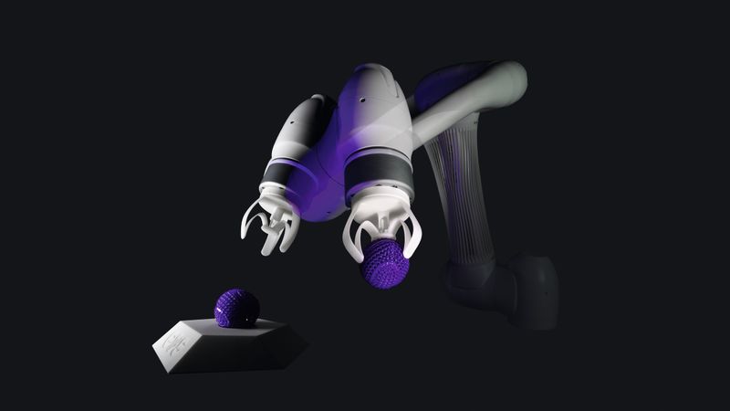 Auf der Hannover Messe wird ein per 3D‑Druck hergestellter Greifer an einem Roboterarm live demonstriert, der die Chancen der additiven Fertigung für Funktionalität und Steuerung veranschaulicht.(Bild:  EOS)