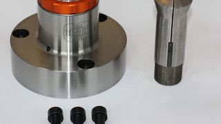 Die SCS-Spannzangenfutter B32 respektive B45 haben eine Ratschenfunktion für den Schnellwechsel von vorn. Sie passen zu Spindeln des Typs A2-4, A2-5 und A2-6 und sollen ideale Rundlaufeigenschaften haben. (Schaublin)