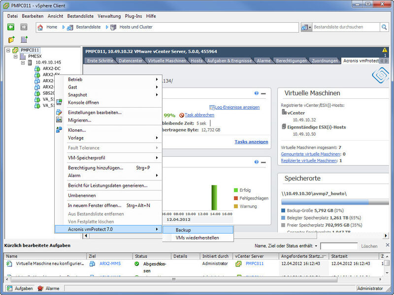 Acronis VMprotect 7 ist in VMware vCenter integratiert. (Archiv: Vogel Business Media)