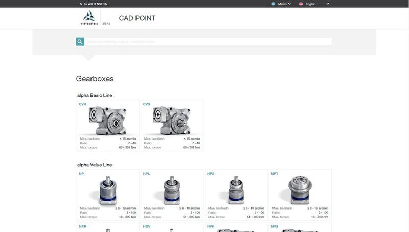 Ein konkretes Getriebe oder Aktuator kann bequem anhand des Bestellschlüssels aufgerufen oder über die Produktübersicht ausgewählt werden. (Wittenstein)