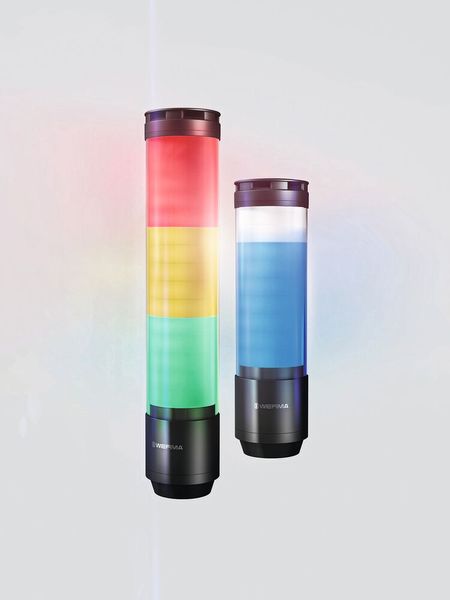 Die Signalsäule E-Sign von Werma zeichnet sich aus durch eine vollflächiger Signalisierung, ein robustes Industriedesign mit IP66 / IP69k oder akkustische Warnsignale. (Bild: Werma Signaltechnik GmbH & Co. KG)