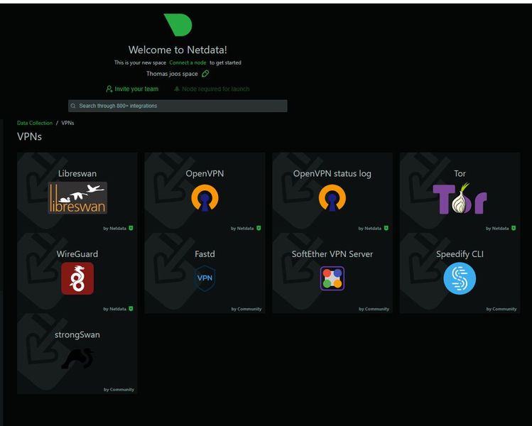 VPNs lassen sich mit Netdata ebenfalls verwalten und in Echtzeit überprüfen. Dazu gehören auch Wireguard und OpenVPN. (Bild: Joos - Netdata Inc.)