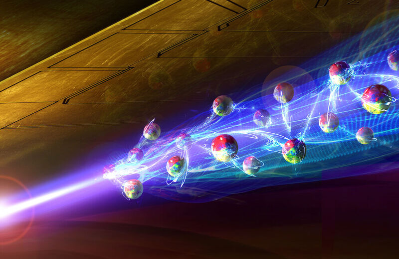 Atome werden durch Laserlicht polarisiert und ziehen einander an